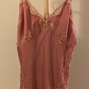 Victoria Secret Slip Rose Colored with Lace Trim